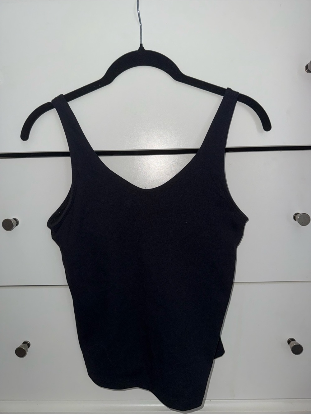 Black Women's Athletic Longline Tank with built in bra